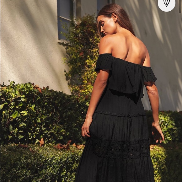 Lulu’s Black Off Shoulder Maxi Dress - Picture 2 of 6